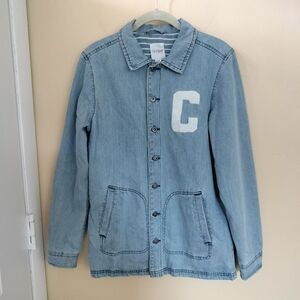 Cat & Jack Girls light wash Blue Denim lined barn jacket XL 16 School Preppy